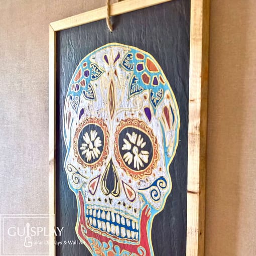 Guisplay Mexican Skull Silver Slate Framed11