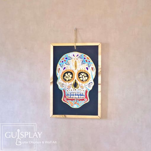 Guisplay Mexican Skull Silver Slate Framed8