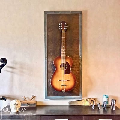 Guisplay Desert Wall Hanger Support Guitar Display Stand Desert Fabric Art Framed Creation13(watermarked)
