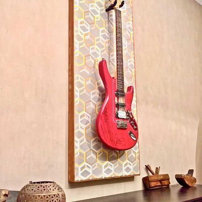 Guisplay Geometrik Wall Hanger Support Guitar Display Stand Geometric Fabric Art Framed Creation23(watermarked)