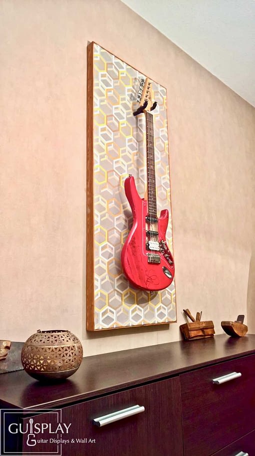 Guisplay Geometrik Wall Hanger Support Guitar Display Stand Geometric Fabric Art Framed Creation23(watermarked)